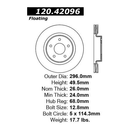 Centric StopTech Premium Cryostop Rotor; Front, StopTech 120.42096CRY